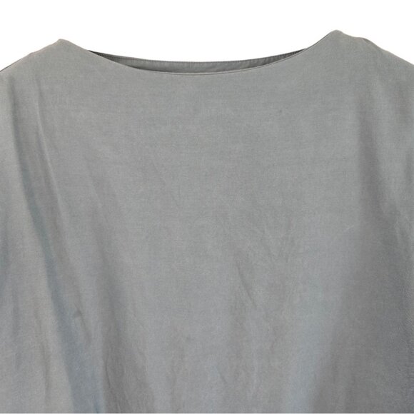 Zara Womens Cotton Long Sleeve Top Size S Blue Boat Neck Side Slit Hem - Picture 3 of 7